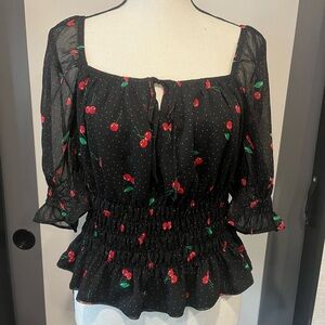 Haver London Cherry Print Women's Top